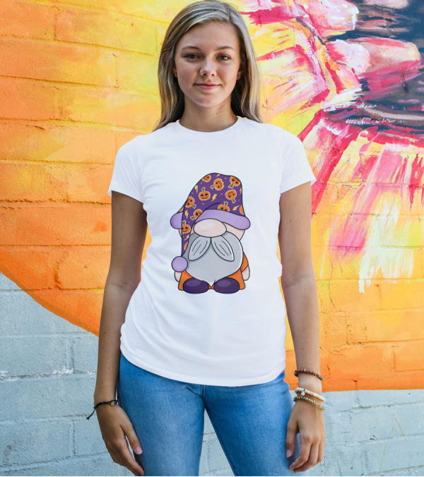 Fantastic Gnome Halloween Pumpkin Pattern Hat And Costume T-Shirt