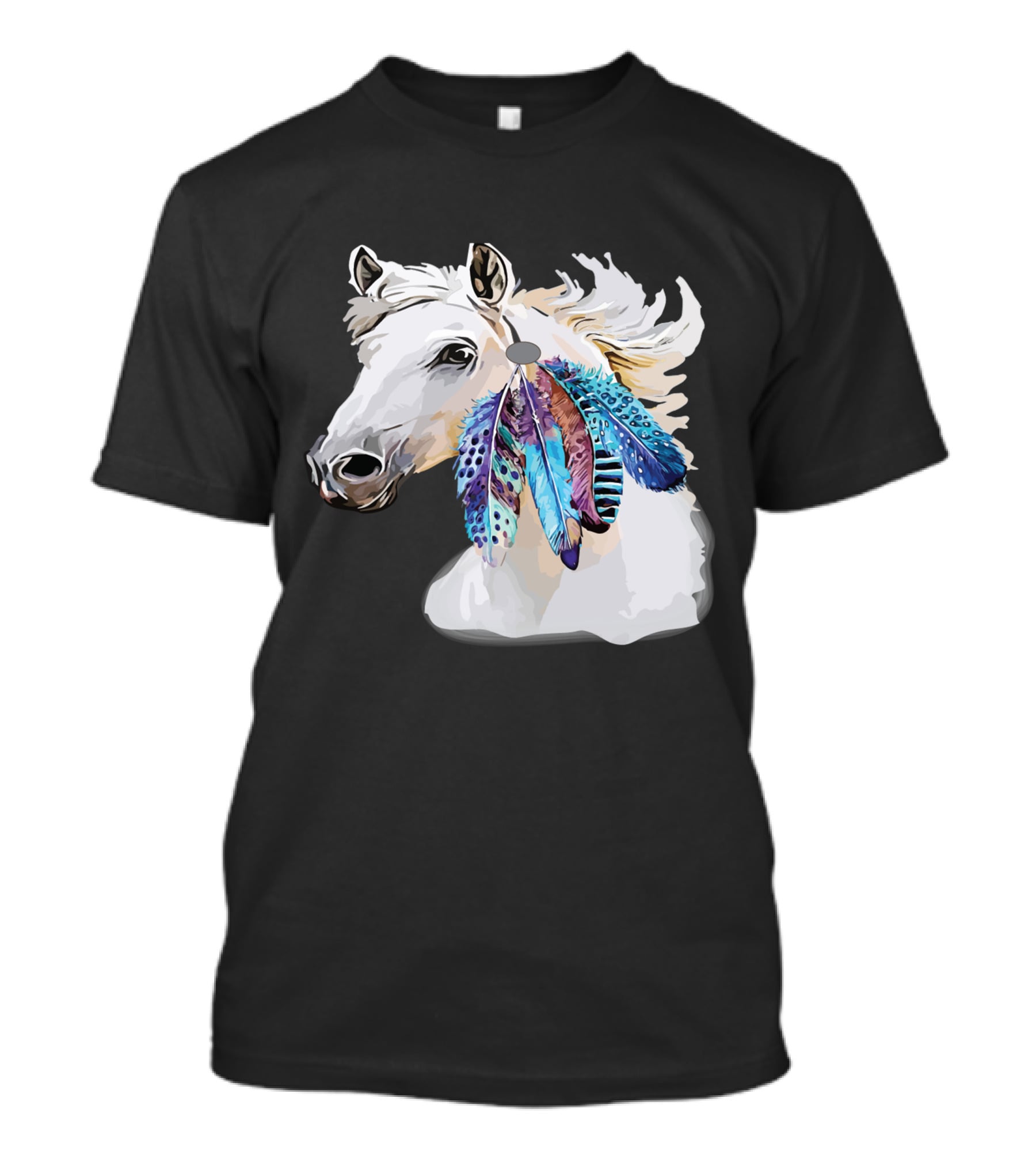 Horse Boho Feathers Vibrant Mane T-Shirt