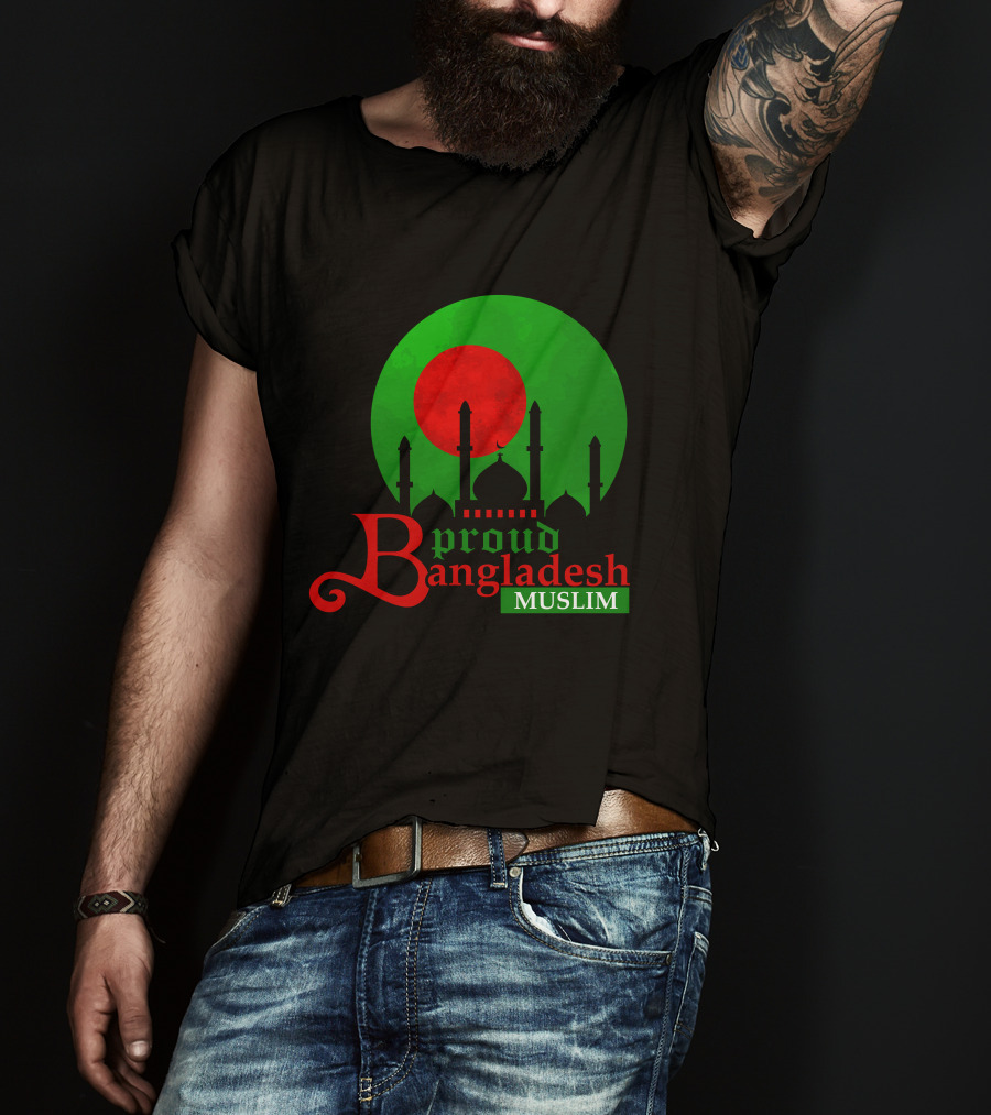 Proud Bangladesh Muslim Mosque Silhouette Flag T-Shirt