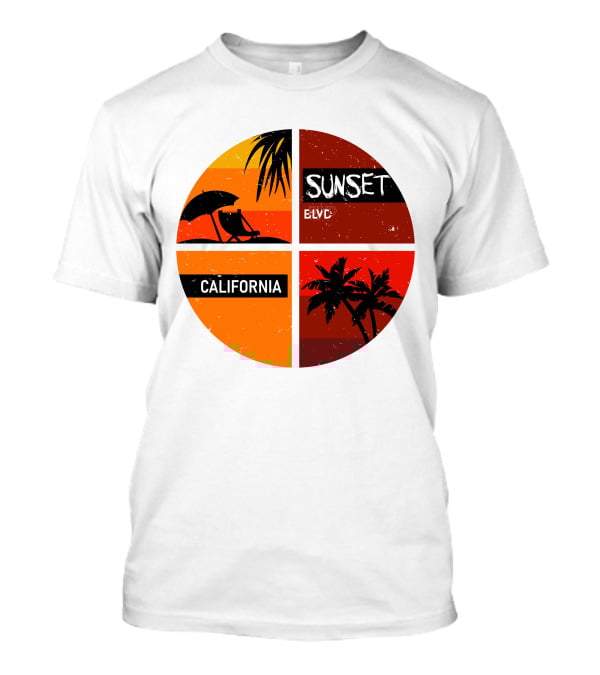 Sunset BLVD California Palm Trees And Beach Chair T-Shirt