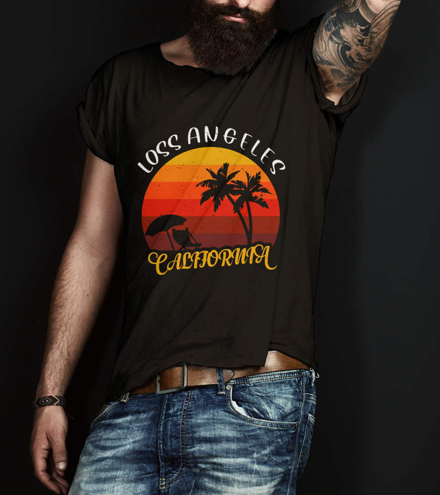 Loss Angeles California Sunset Palm Trees T-Shirt