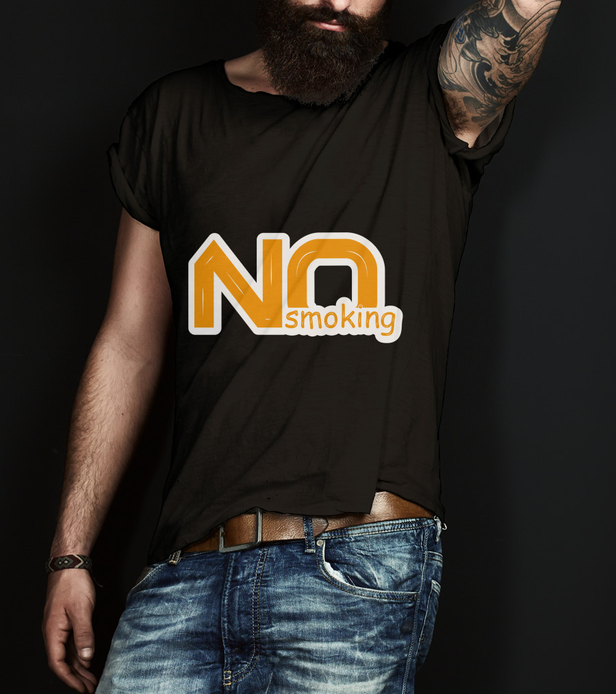 NO Smoking Style Bold Orange Text T-Shirt