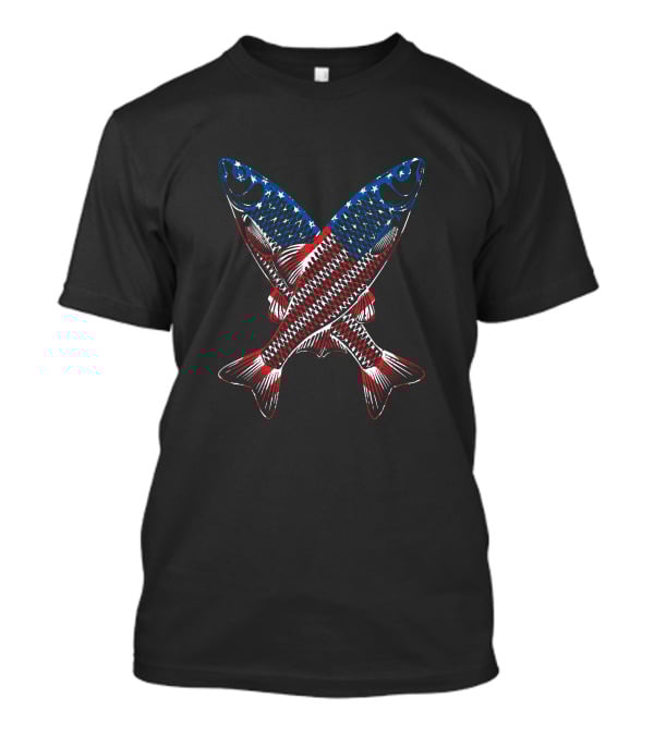 USA Fishing Flag With Patriotic Fish For Fisherman T-Shirt