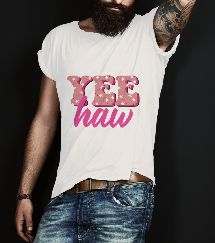 Retro Yee Haw Star Pattern Howdy T-Shirt