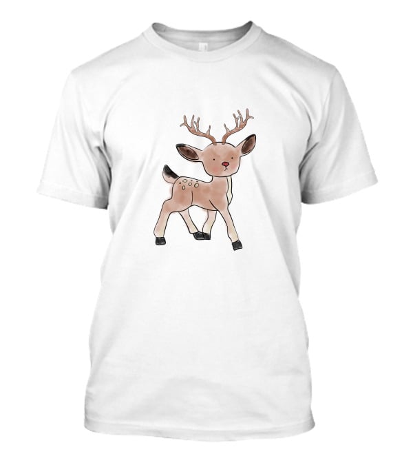 Xmas Baby Deer Sketch Antlers T-Shirt