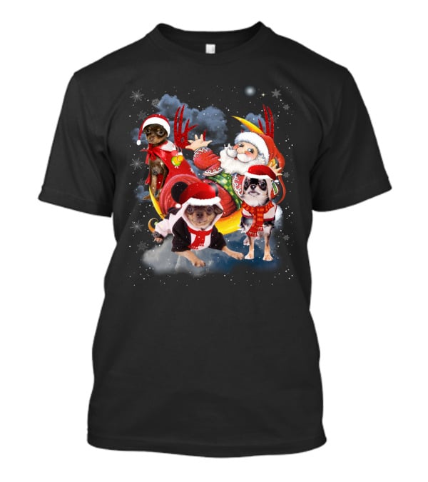 Santa's Sleigh Ride With Festive Christmas Dogs T-Shirt