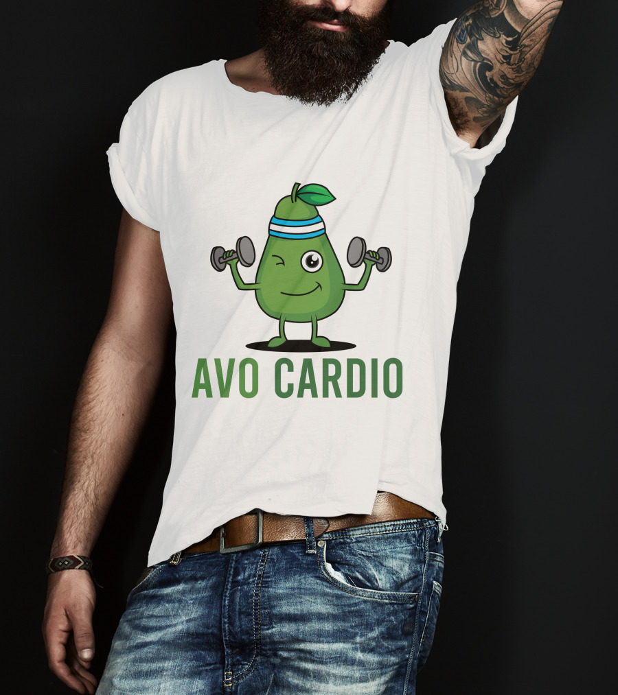 Avo Cardio Winking Avocado Dumbbell Workout T-Shirt