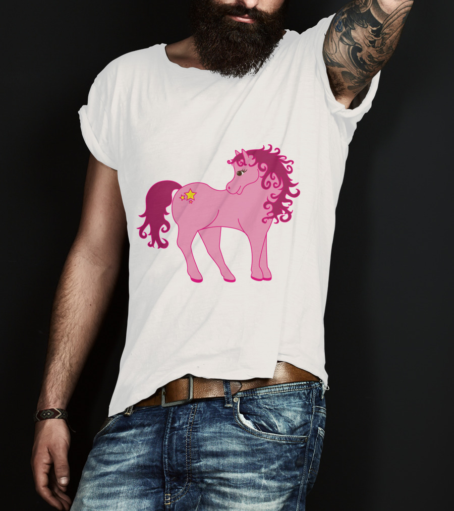 Cute Pink Pony With Curly Mane And Star Markings T-Shirt