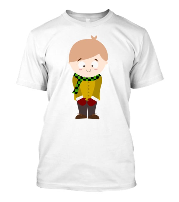 Cute Boy In Winter Scarf And Mittens T-Shirt