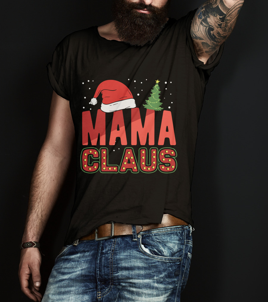 Mama Claus Christmas Santa Hat Tree T-Shirt