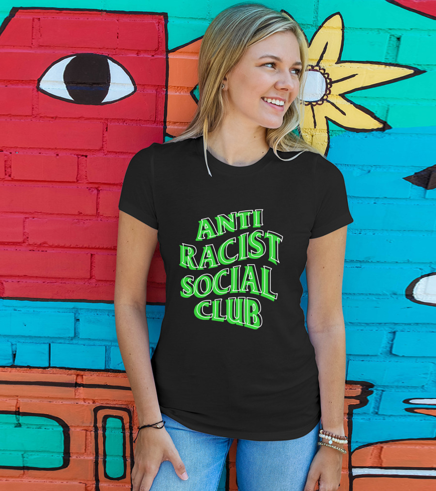 Anti Racist Social Club Green Text T-Shirt