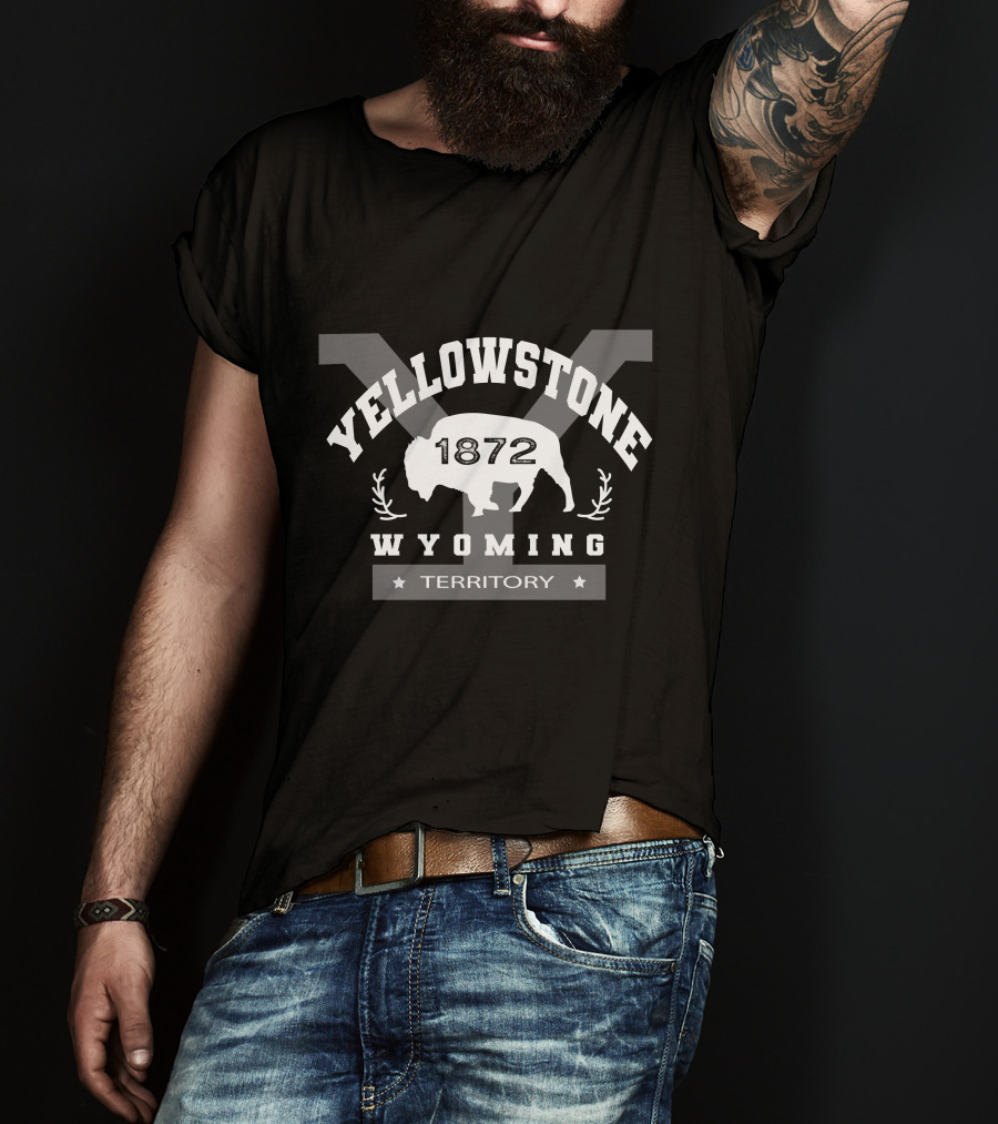Yellowstone 1872 Wyoming Territory Buffalo Emblem T-Shirt