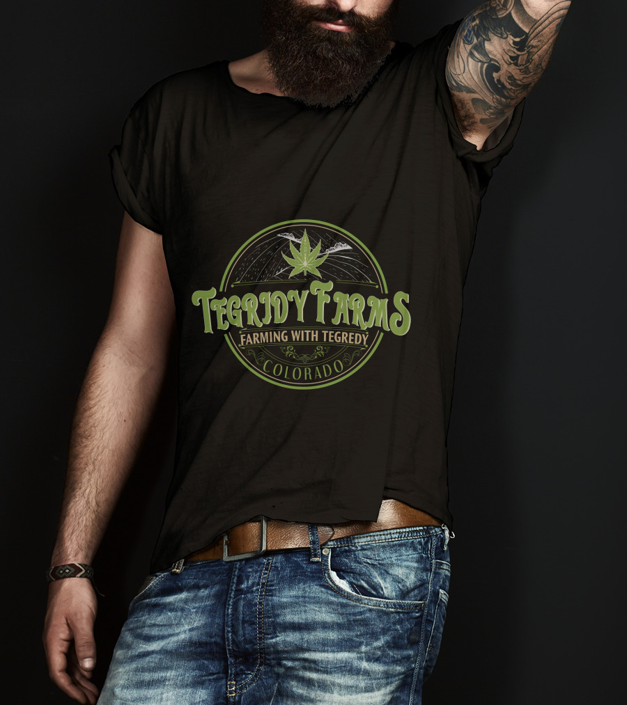 Tegridy Farms Farming With Tegridy Colorado Vintage Logo Cannabis Leaf T-Shirt