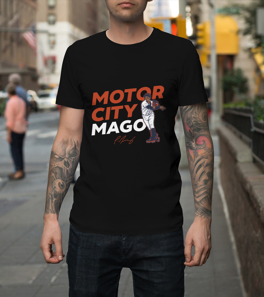 Motor City Mago Detroit Tigers Baseball Pitcher T-Shirt
