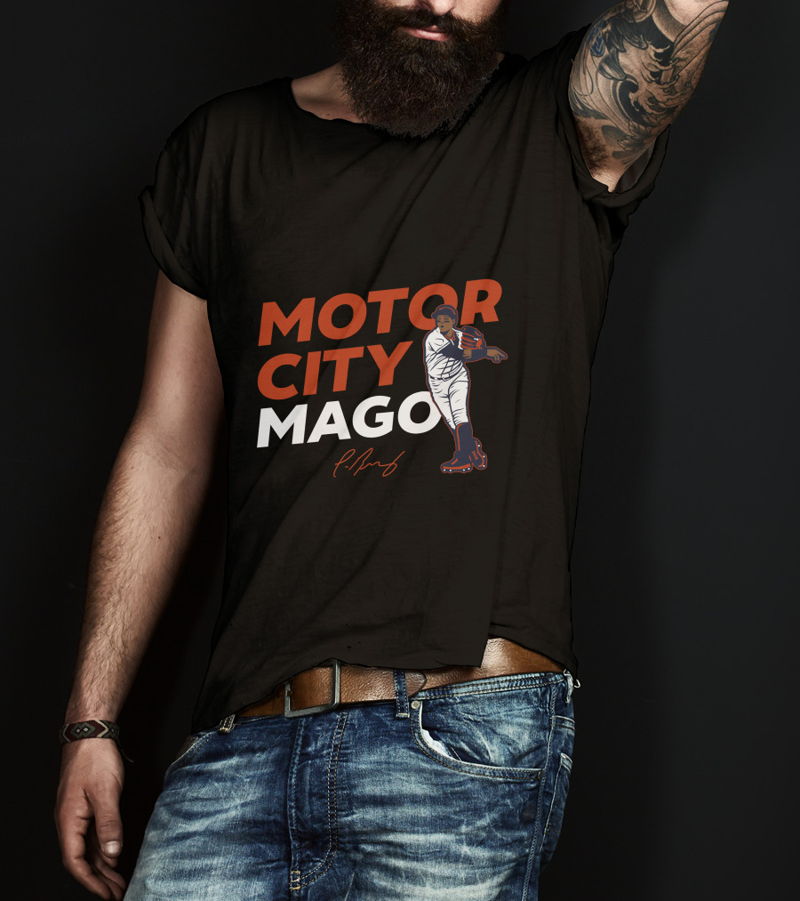 Motor City Mago Detroit Tigers Baseball Pitcher T-Shirt