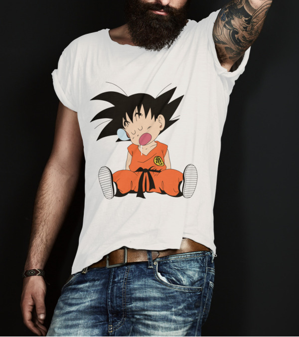 Baby Goku Sleepy Orange Gi Krillin Kanji Bubblegum Drool T-Shirt