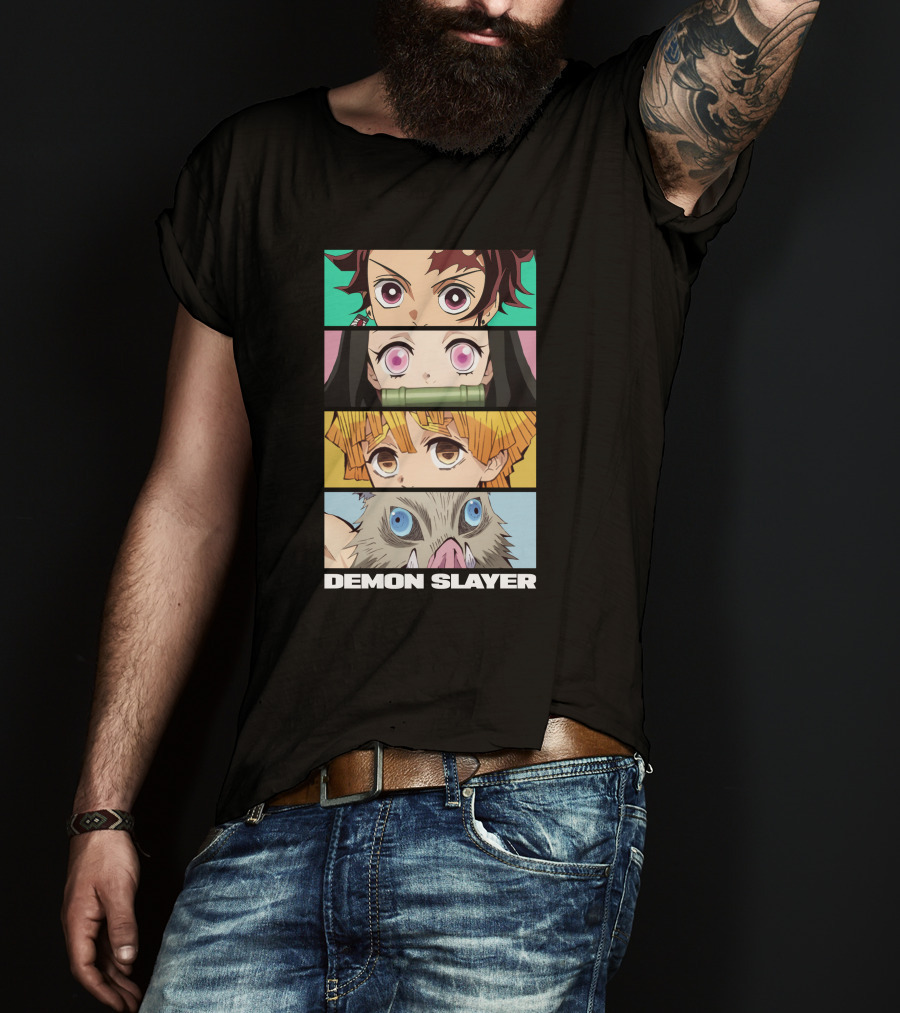 Demon Slayer Anime Characters Tanjiro Nezuko Zenitsu Inosuke T-Shirt