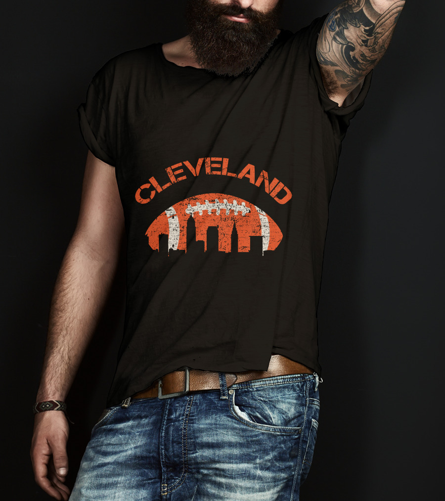 Vintage Cleveland Skyline Football T-Shirt