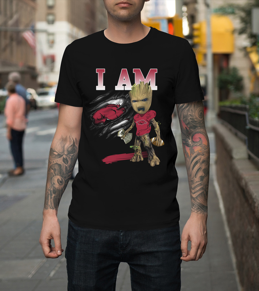I Am Groot Arkansas Razorbacks Football T-Shirt