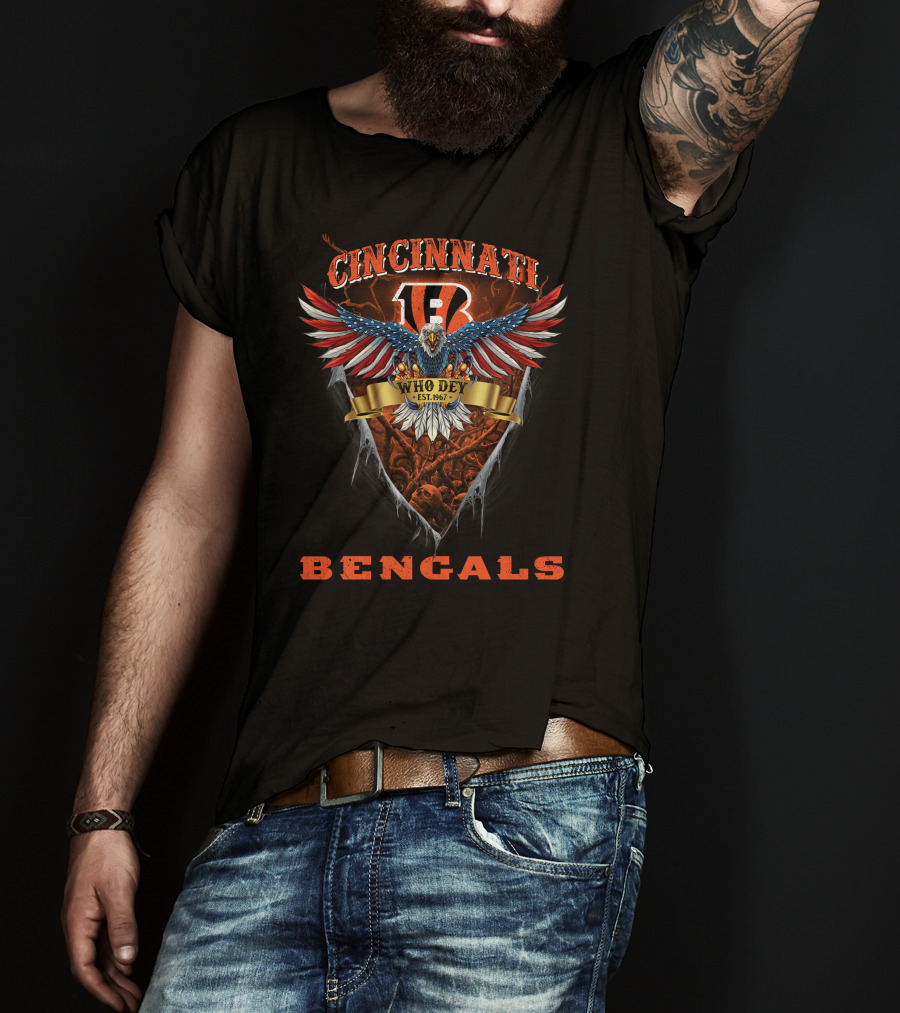 Cincinnati Bengals Nfl Us Eagle Who Dey Est. 1967 T-Shirt