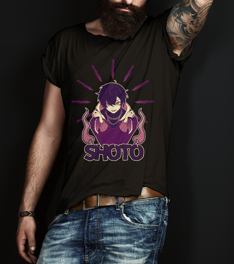 SHOTO ROGUE GUILDIE Anime Character With Knives And Flames T-Shirt