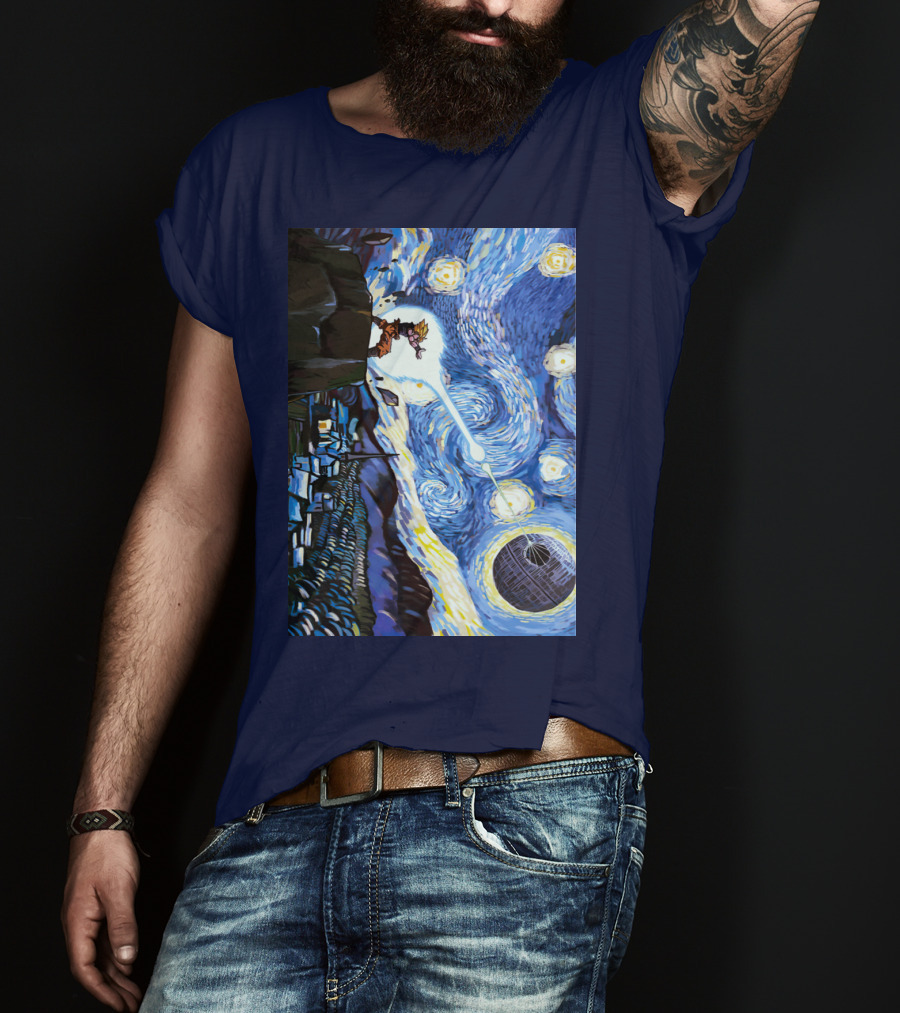 Son Goku Kamehameha Meets Death Star In Starry Night Fusion T-Shirt