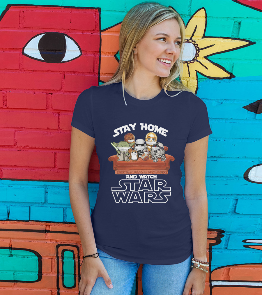 Stay Home And Watch Star Wars Characters On Couch T-Shirt