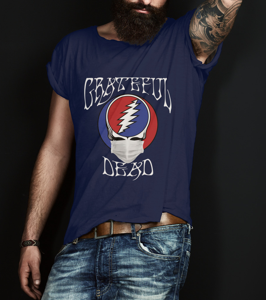 Grateful Dead Steal Your Face Mask Logo With Red And Blue Skull T-Shirt