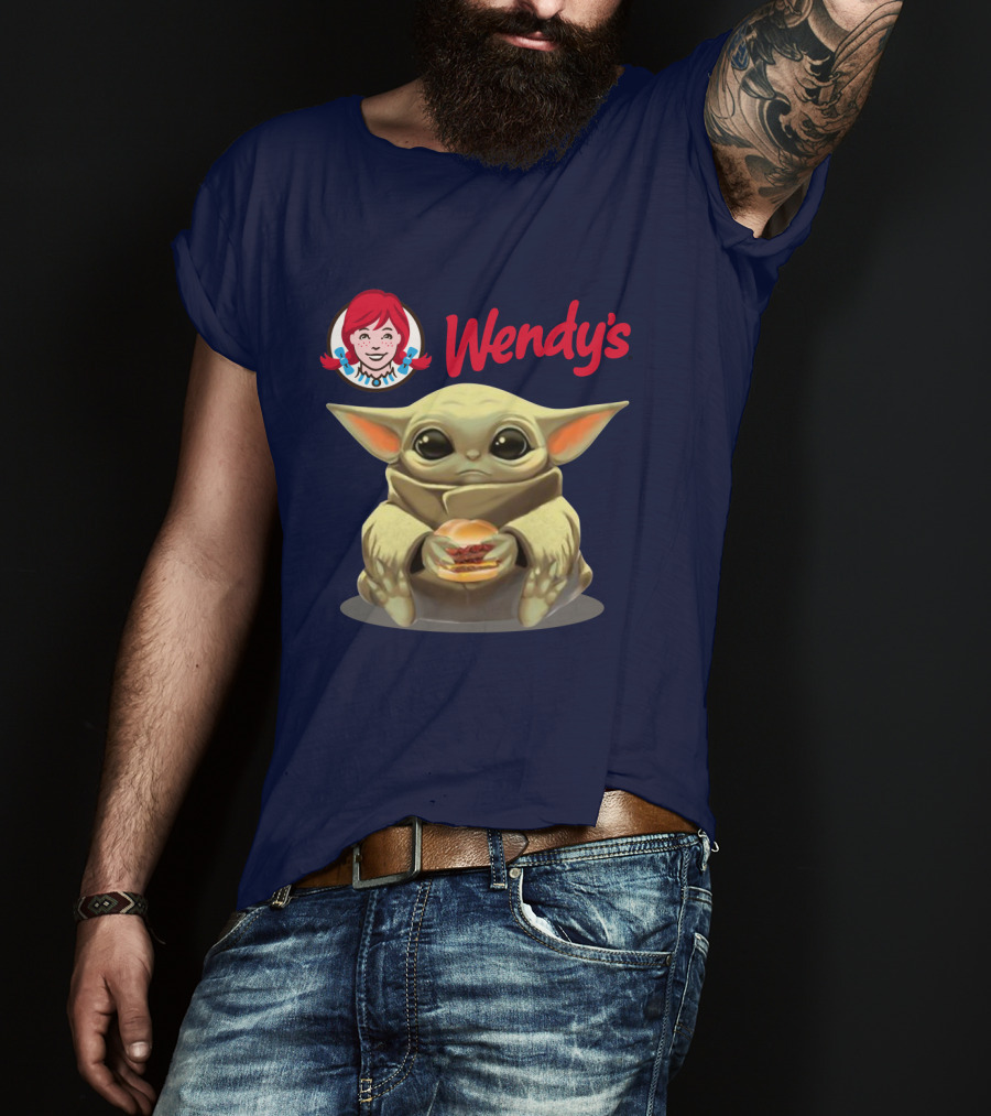Baby Yoda Hugging Wendy's Hamburger Star Wars T-Shirt