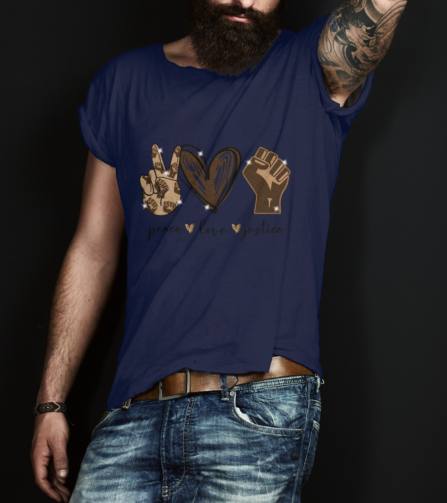 Peace Love Justice Glittering Icons Diamond Oversized Plus Size T-Shirt