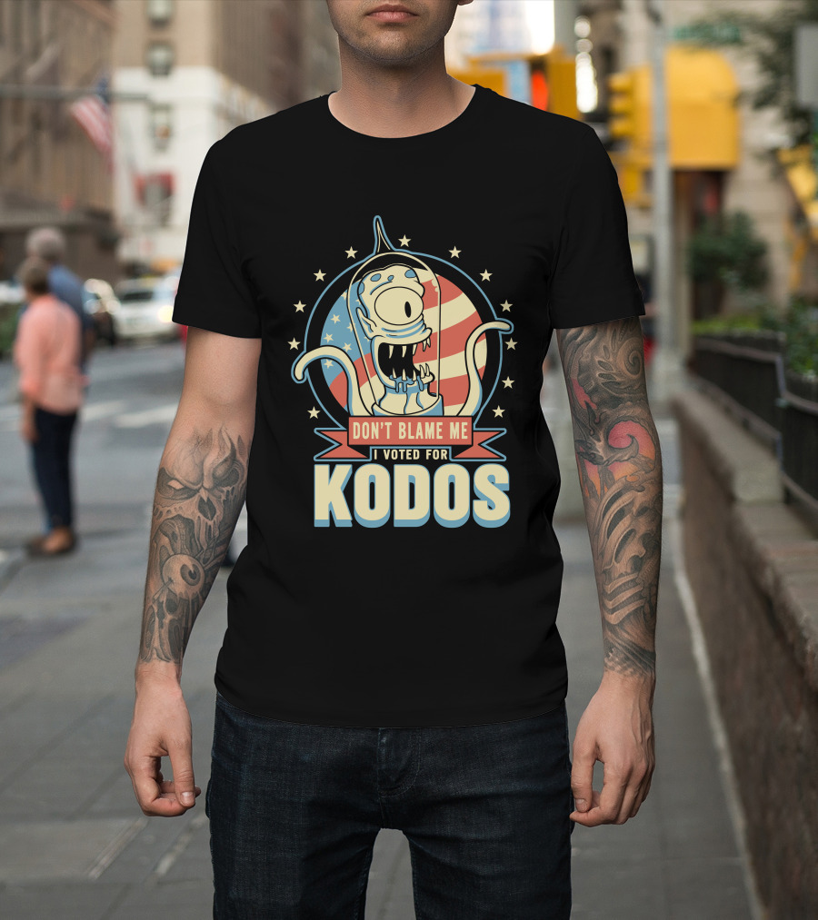 Don't Blame Me I Voted for Kodos Simpsons Alien American Flag T-Shirt