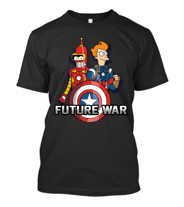 Futurama Future War Bender Fry Captain America Shield T-Shirt