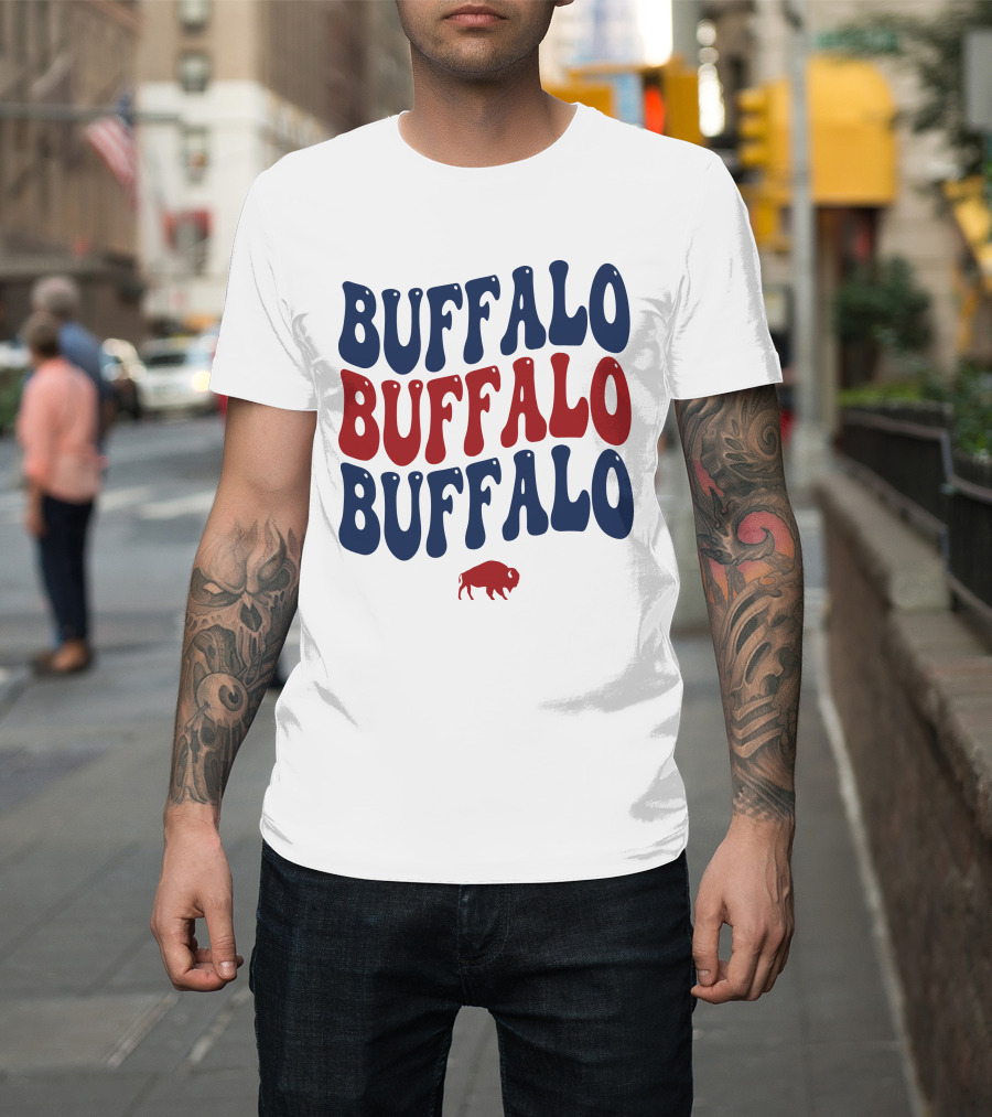 Buffalo Buffalo Buffalo Groovy Retro Style With Bison T-Shirt