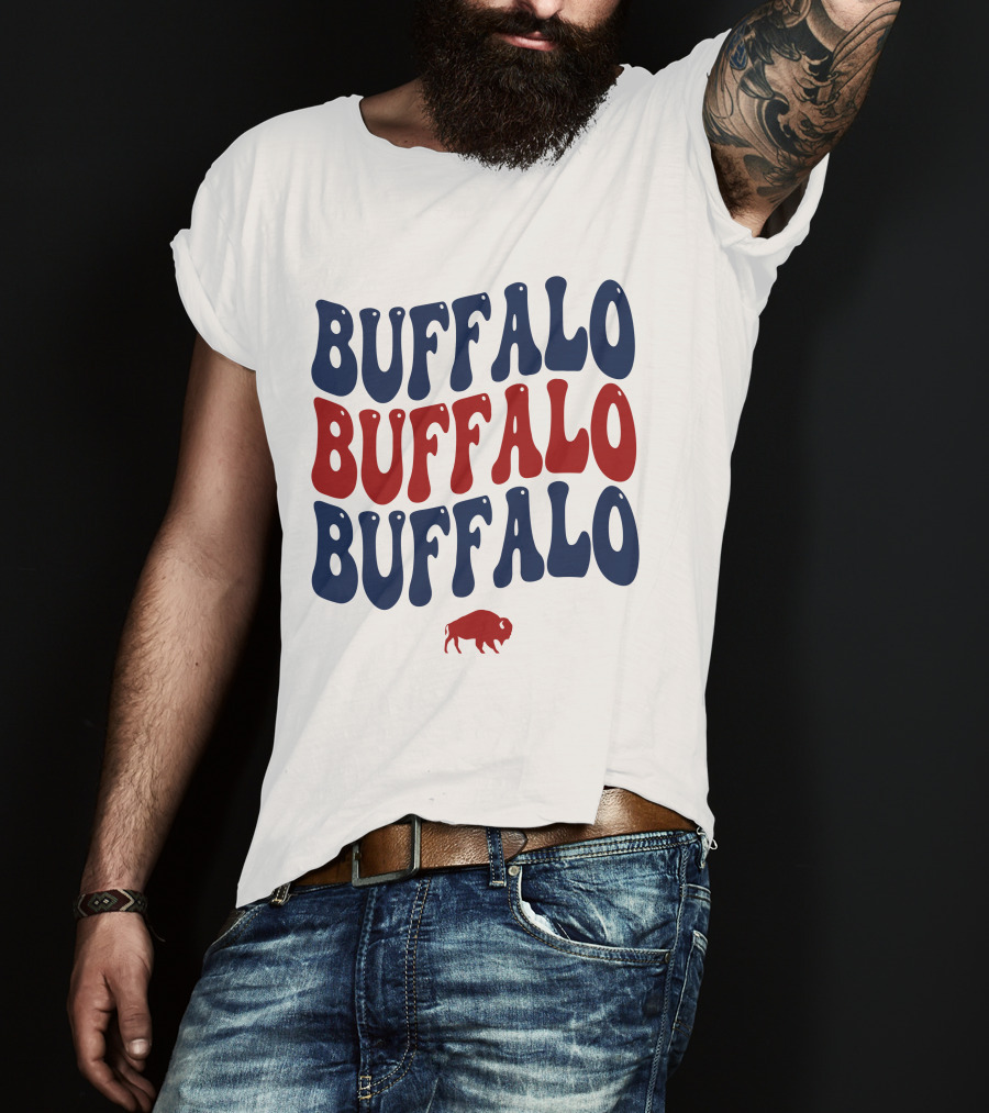 Buffalo Buffalo Buffalo Groovy Retro Style With Bison T-Shirt