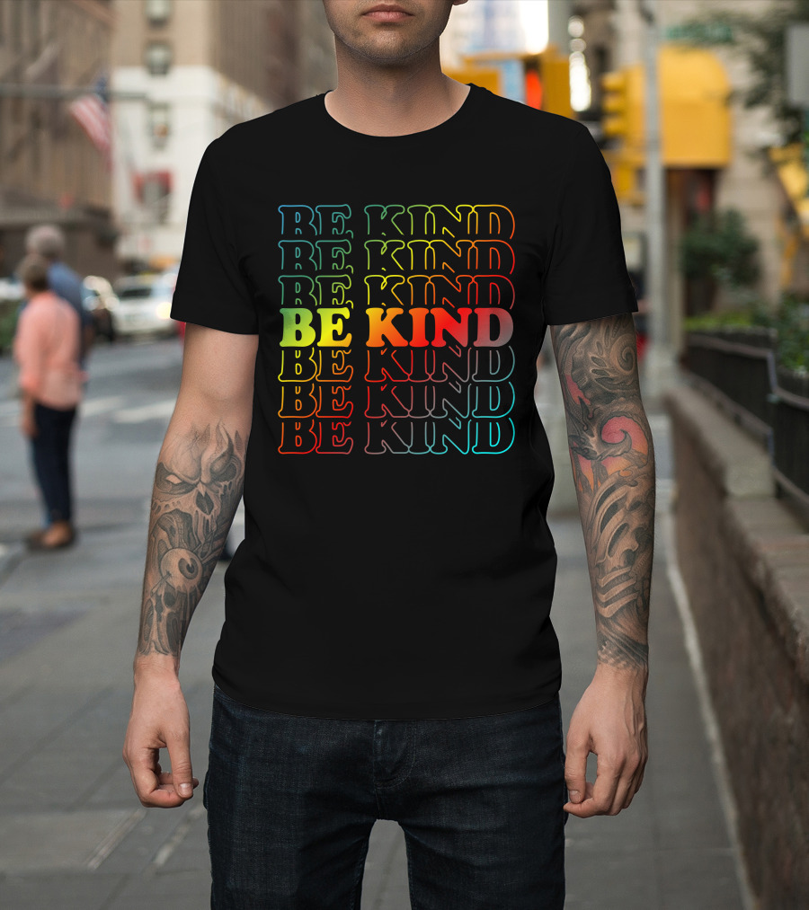 Be Kind Colorful Gradient Text Mick Foley T-Shirt