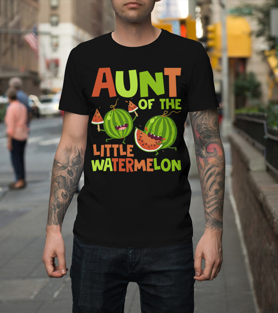 Aunt Of The Little Watermelon Funny Birthday Family T-Shirt