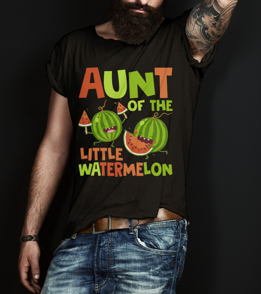 Aunt Of The Little Watermelon Funny Birthday Family T-Shirt