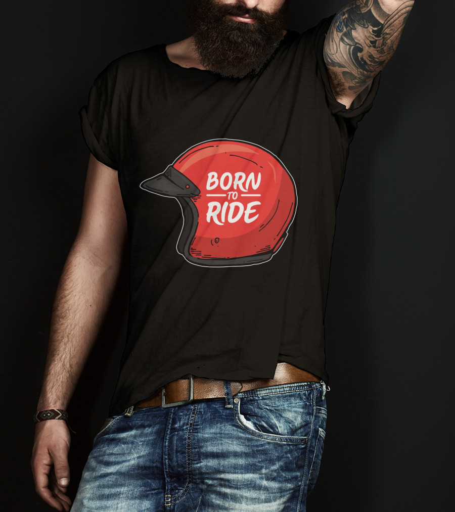 Born To Ride Retro Red Motorcycle Helmet T-Shirt