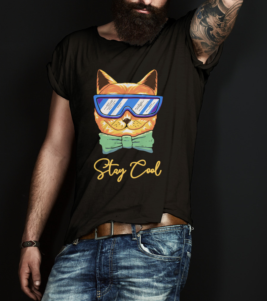 Stay Cool Cat With Sunglasses And Bowtie T-Shirt