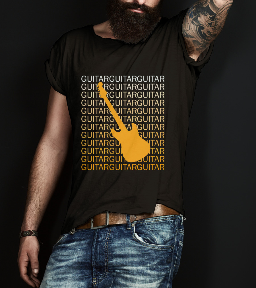 Guitar Guitar Repeated Yellow Electric Guitar T-Shirt