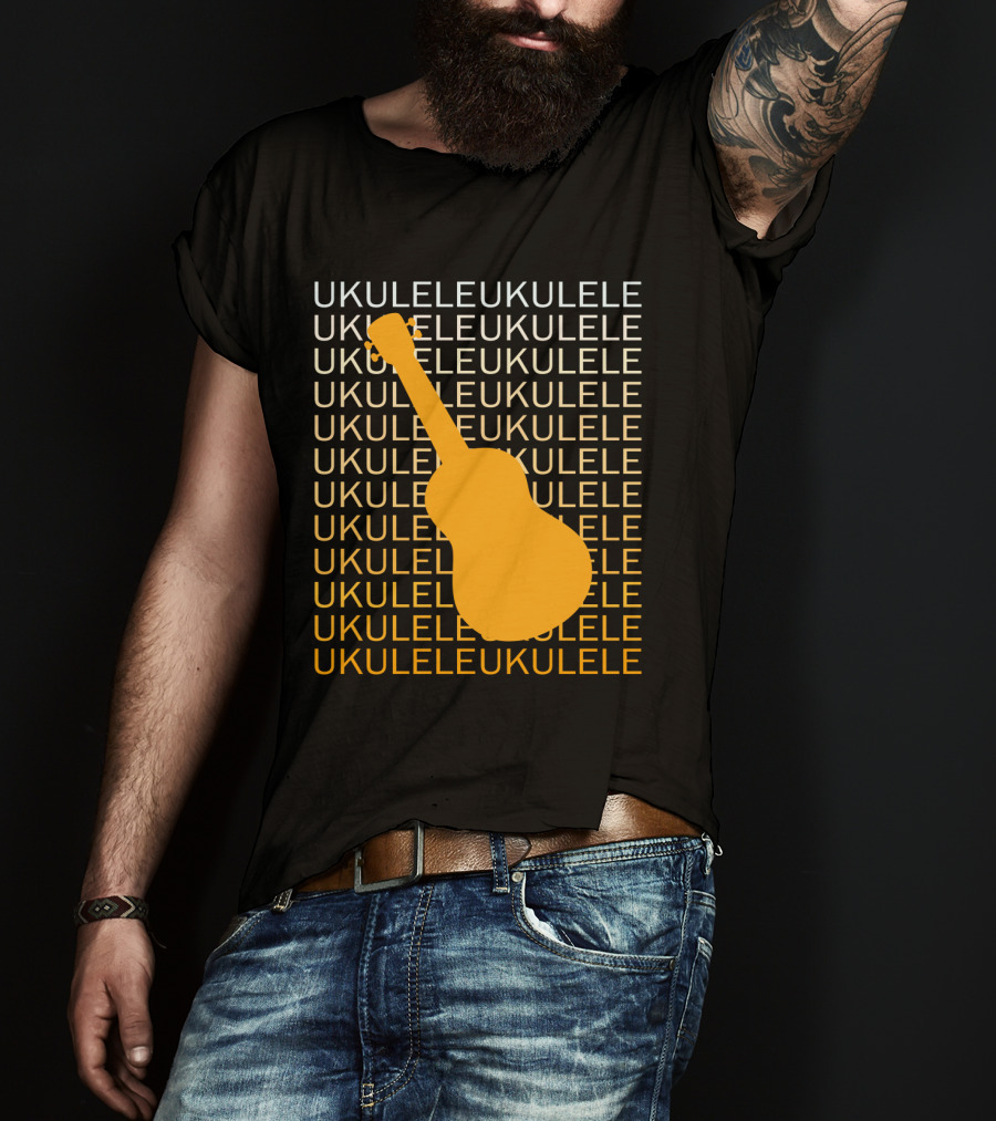 Repeating Ukulele Text With Orange Ukulele T-Shirt