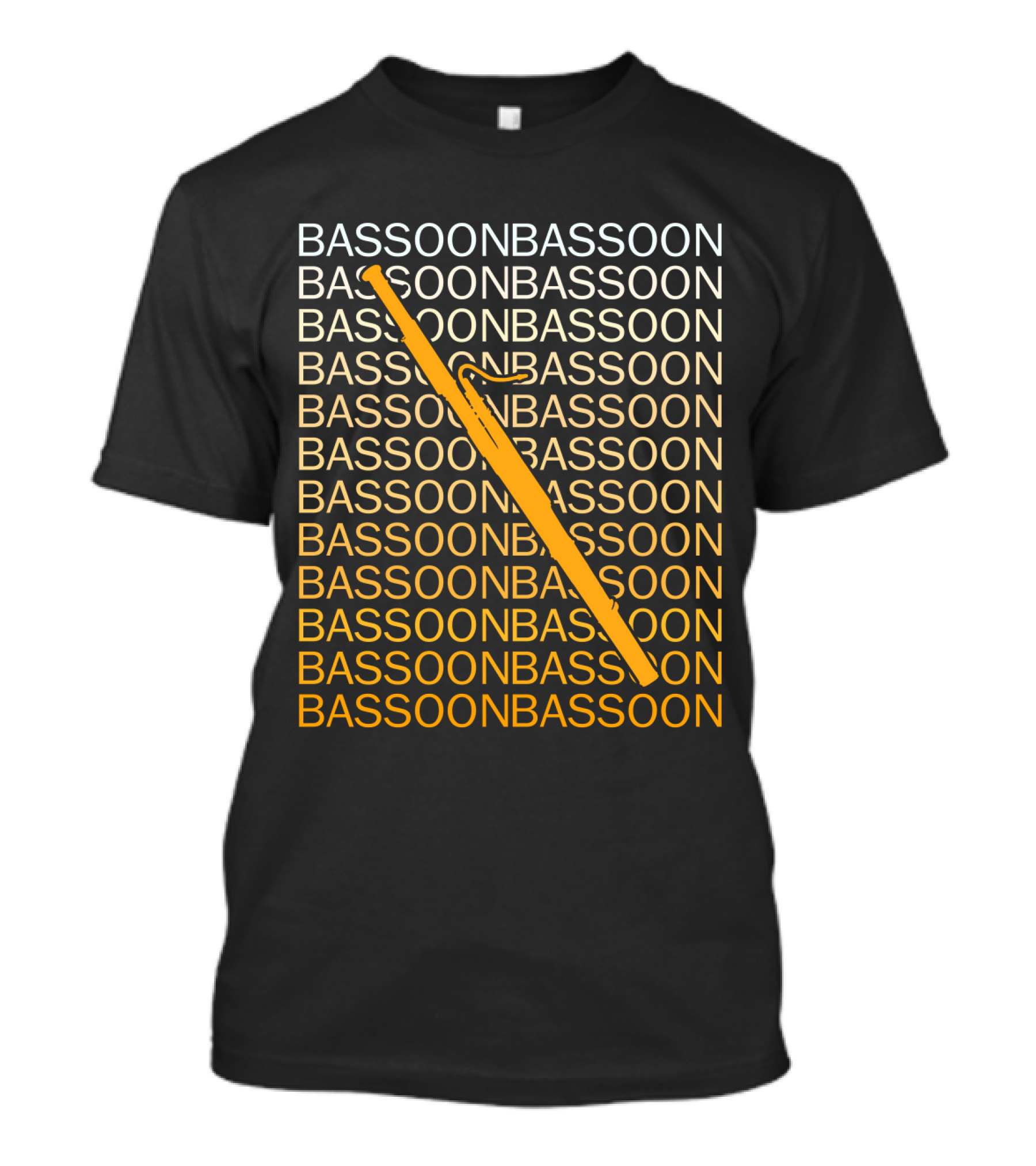 Bassoon Repetition Pattern With Diagonal Orange Bassoon Graphics T-Shirt