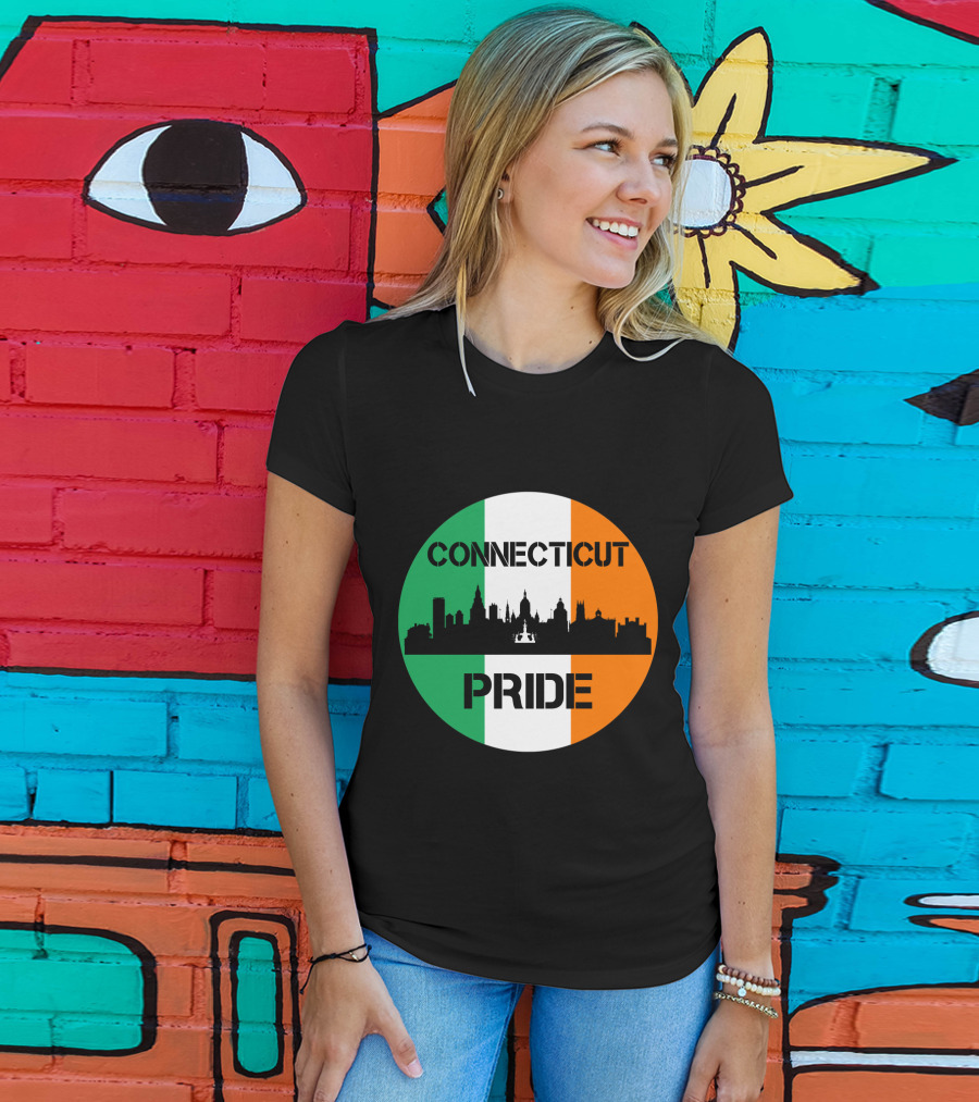 Connecticut Pride Skyline Irish Flag T-Shirt
