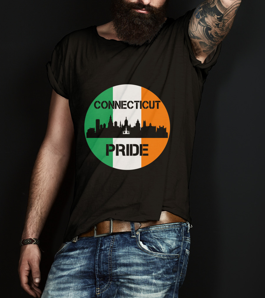 Connecticut Pride Skyline Irish Flag T-Shirt