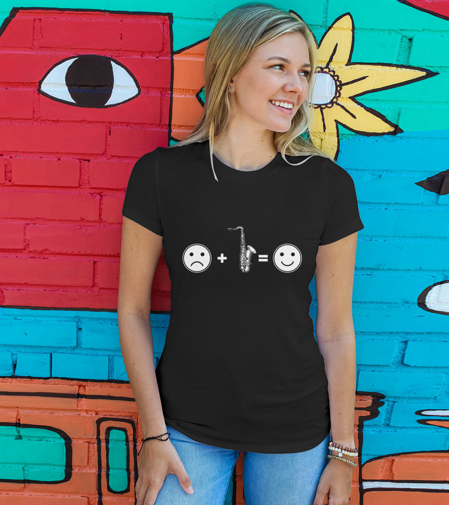 Sad Face Plus Saxophone Equals Happy Face T-Shirt