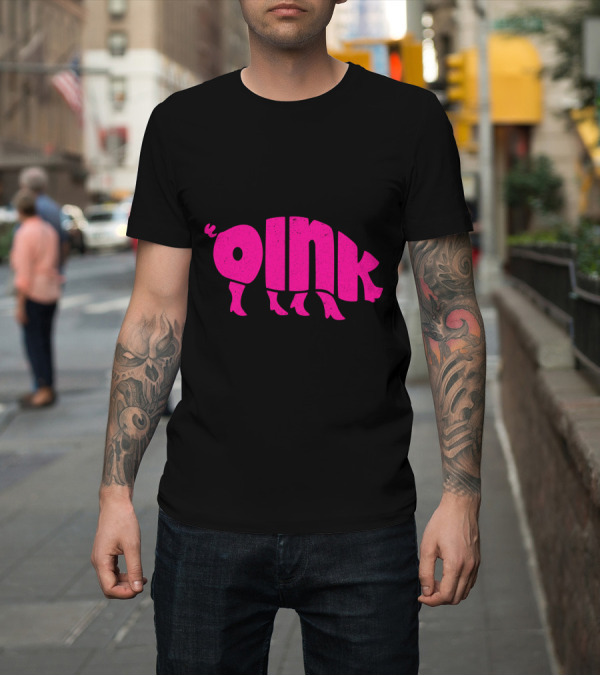 Shirt: OINK Pink Pig Silhouette Humor T-Shirt OINK Pink Pig Silhouette Humor T-Shirt