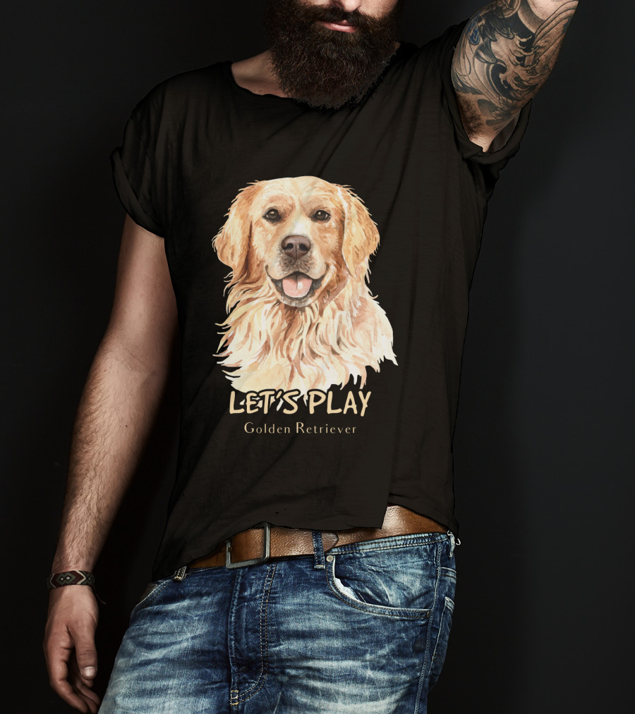 LET'S PLAY Golden Retriever Dog Watercolor T-Shirt