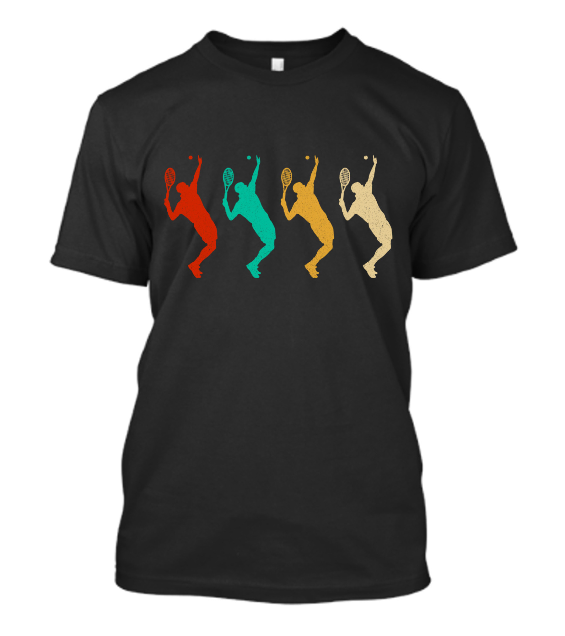 Vintage Tennis Player Retro Silhouette Quartet T-Shirt