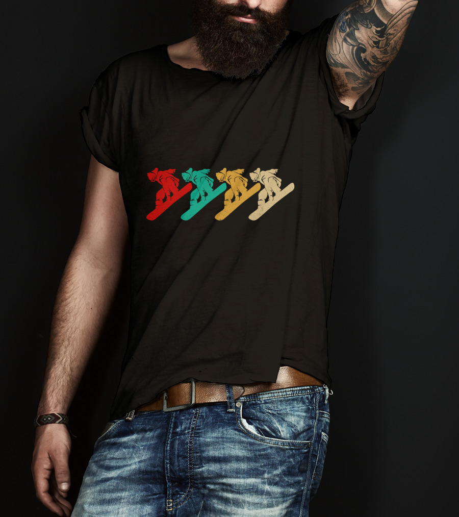 Vintage Snowboarding Colorful Retro Silhouette Series T-Shirt