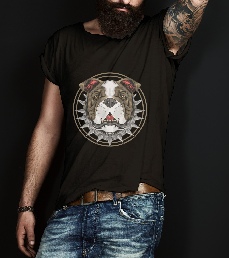 Funny Pit Bull Dog Fierce Spiked Collar T-Shirt